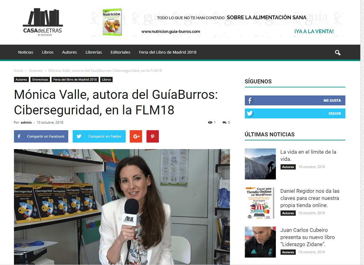 Mónica Valle, autora del GuíaBurros: Ciberseguridad, entrevistada en Casa de Letras